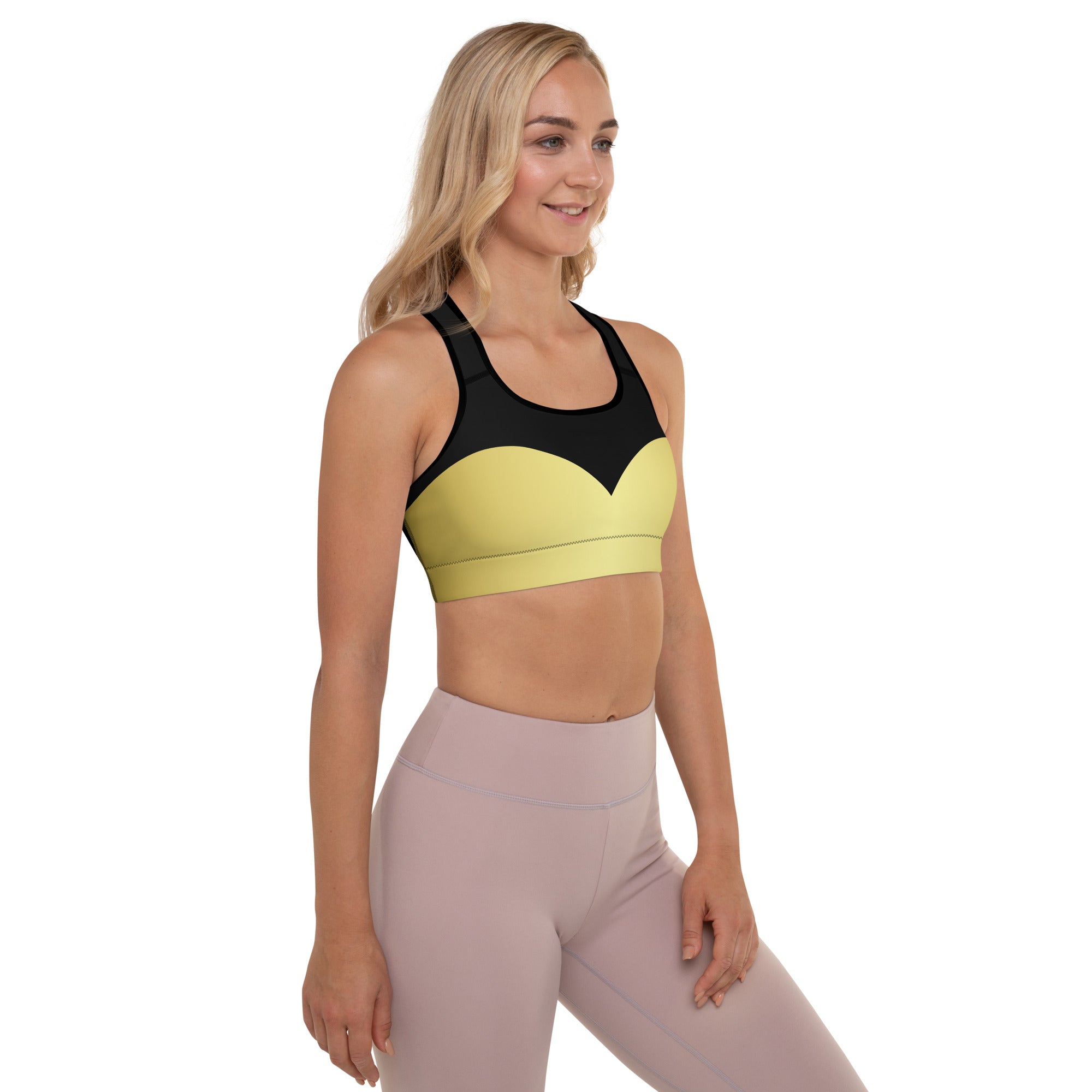 Black & Gold Shine Color Block Sports Bra